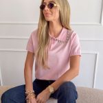 Bluzka dzianinowa z cyrkoniami Różowy – Rhinella 2