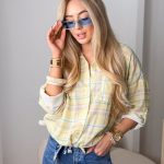 Koszula damska w kratę z kieszonką Żółty – Pocket Check 1