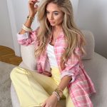 Koszula damska w kratę z kieszonką Różowy – Pocket Check 5