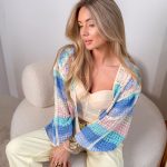 Sweter pleciony rozpinany Niebieski – Cardelisse 6