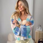 Sweter pleciony rozpinany Niebieski – Cardelisse 5