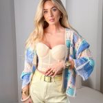 Sweter pleciony rozpinany Niebieski – Cardelisse 2