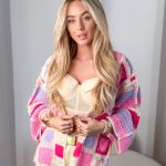 Sweter pleciony rozpinany Różowy – Cardelisse 2