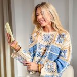 Sweter ozdobnie pleciony ze wzorem Niebieski – Ornella Knit 3