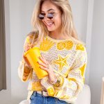 Sweter ozdobnie pleciony Żółty – Ornelia 4