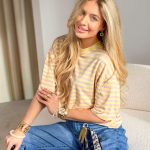 Bluzka damska w paski Bananowy – Lineva 4