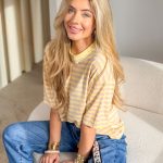 Bluzka damska w paski Bananowy – Lineva 3