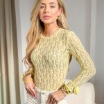 Bluzka koronkowa z różami Żółty – Roselique 1