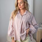 Koszula damska w kratę Pudrowy – Checkoria 3