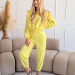 Komplet dresowy ze ściągaczami damski wiązany Bananowy – Lazy Tie 1 2