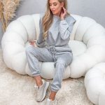 Komplet dresowy ze ściągaczami damskie wiązane Szary – Lazy Tie 1