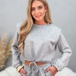 Komplet dresowy ze ściągaczami damskie wiązane Szary – Lazy Tie 6