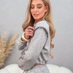 Komplet dresowy ze ściągaczami damskie wiązane Szary – Lazy Tie 7