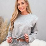 Komplet dresowy ze ściągaczami damskie wiązane Szary – Lazy Tie 8