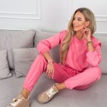 Komplet dresowy ze ściągaczami damski wiązany Różowy – Lazy Tie 3