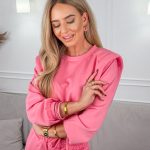 Komplet dresowy ze ściągaczami damski wiązany Różowy – Lazy Tie 2