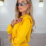 Komplet dresowy ze ściągaczami damski wiązany Żółty – Lazy Tie 3