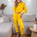 Komplet dresowy ze ściągaczami damski wiązany Żółty – Lazy Tie 2