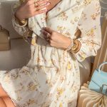 Sukienka kopertowa w kwiaty z paskiem Żółty – Floretta Wrap 5