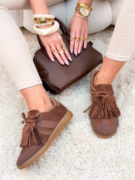 Sneakersy z frędzlami Czekoladowe – Playful Fringe 1