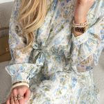 Sukienka ze stójką w kwiaty Błękitny – Florastand 5