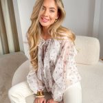 Bluzka damska w kwiaty z wiązaniem Biały – Tiefloria 5