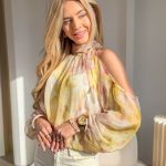 Bluzka z wyciętymi ramionami Żółty – Shouldéra 3