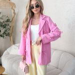 Marynarka z kokardkami zapinana na guziki Pudrowy – Bowlinea 2