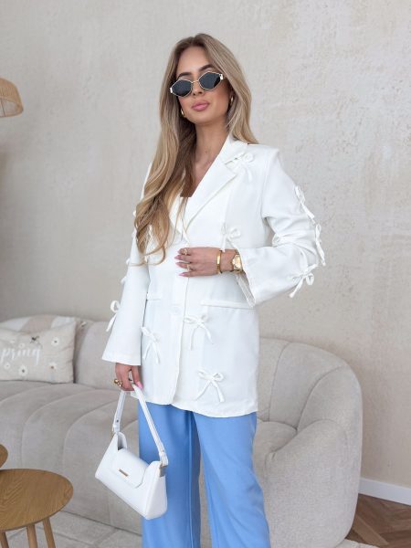 Marynarka z kokardkami zapinana na guziki Biały – Bowlinea 1