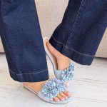 Klapki z dużym kwiatem Błękitne – Maxiflora 5