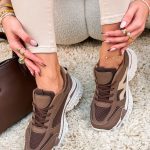 Sneakersy na wysokiej podeszwie z siateczki Czekoladowe – High Air 2