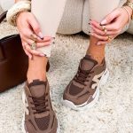 Sneakersy na wysokiej podeszwie z siateczki Czekoladowe – High Air 4