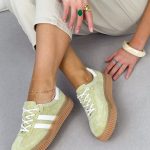 Sneakersy skórzane damskie Zielony – Vellora 1