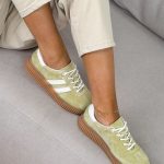 Sneakersy skórzane damskie Zielony – Vellora 4