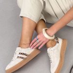 Sneakersy skórzane damskie Beżowy – Vellora 1