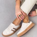 Sneakersy skórzane damskie Beżowy – Vellora 2