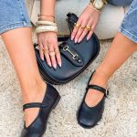 Baleriny gładkie z paskiem Czarne – Pure Line 4