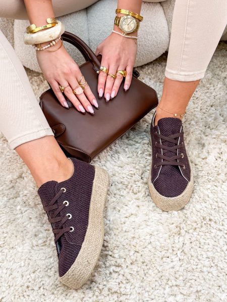 Trampki z plecioną podeszwą Czekoladowe – Woven Base 1