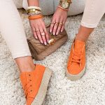 Trampki z plecioną podeszwą Pomarańczowe – Woven Base 1