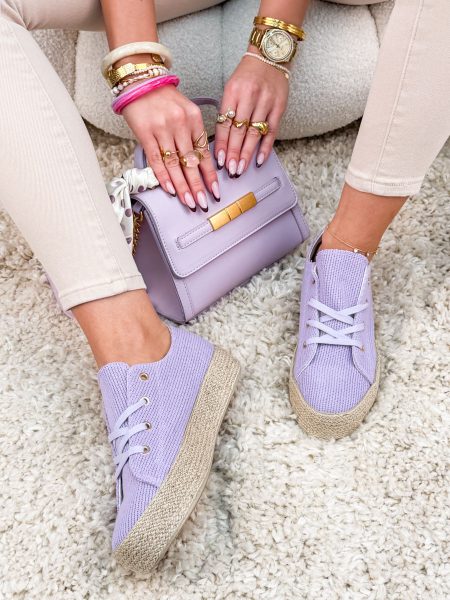 Trampki z plecioną podeszwą Fioletowe – Woven Base 1