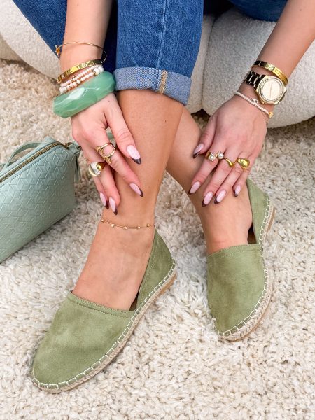 Espadryle wycięte po bokach Pistacjowe – Side Breeze 1