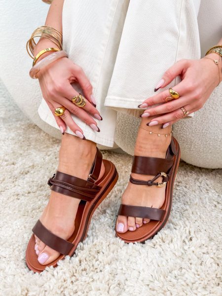 Sandały na grubej podeszwie na rzep Czekoladowe – Solid Ground 1