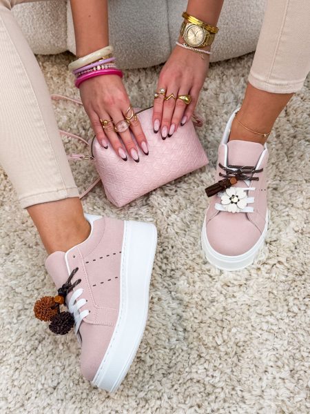 Sneakersy z podwójnymi sznurówkami Pudrowe – Double Tie 1