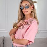 Bluzka z kwiatowymi aplikacjami Różowy – Floral Whisper 2