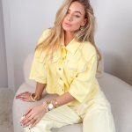 Kurtka jeansowa z kryształkami Żółty – Crystal Denimé 6