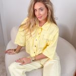 Kurtka jeansowa z kryształkami Żółty – Crystal Denimé 5