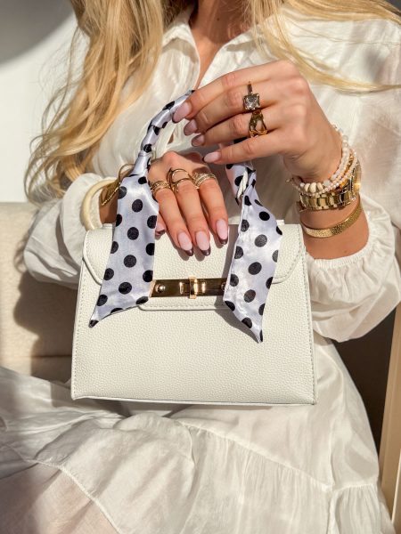 Torebka ze złotymi dodatkami i wstążkami Biały – Golden Ribbon 1