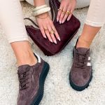 Sneakersy skórzane damskie Czekoladowy – Vellora 4