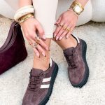 Sneakersy skórzane damskie Czekoladowy – Vellora 1