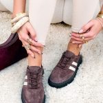 Sneakersy skórzane damskie Czekoladowy – Vellora 2